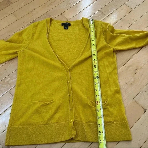 Halogen Womens Yellow 100% Merino Wool Button Front Cardigan Sweater Size S - Picture 9 of 10